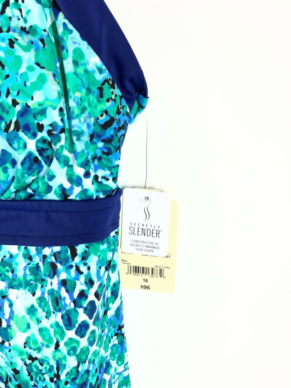 St. John’s Bay‎ Women’s Secretly Slender Blue Swim Dress Size 16 One Piece - Picture 4 of 12